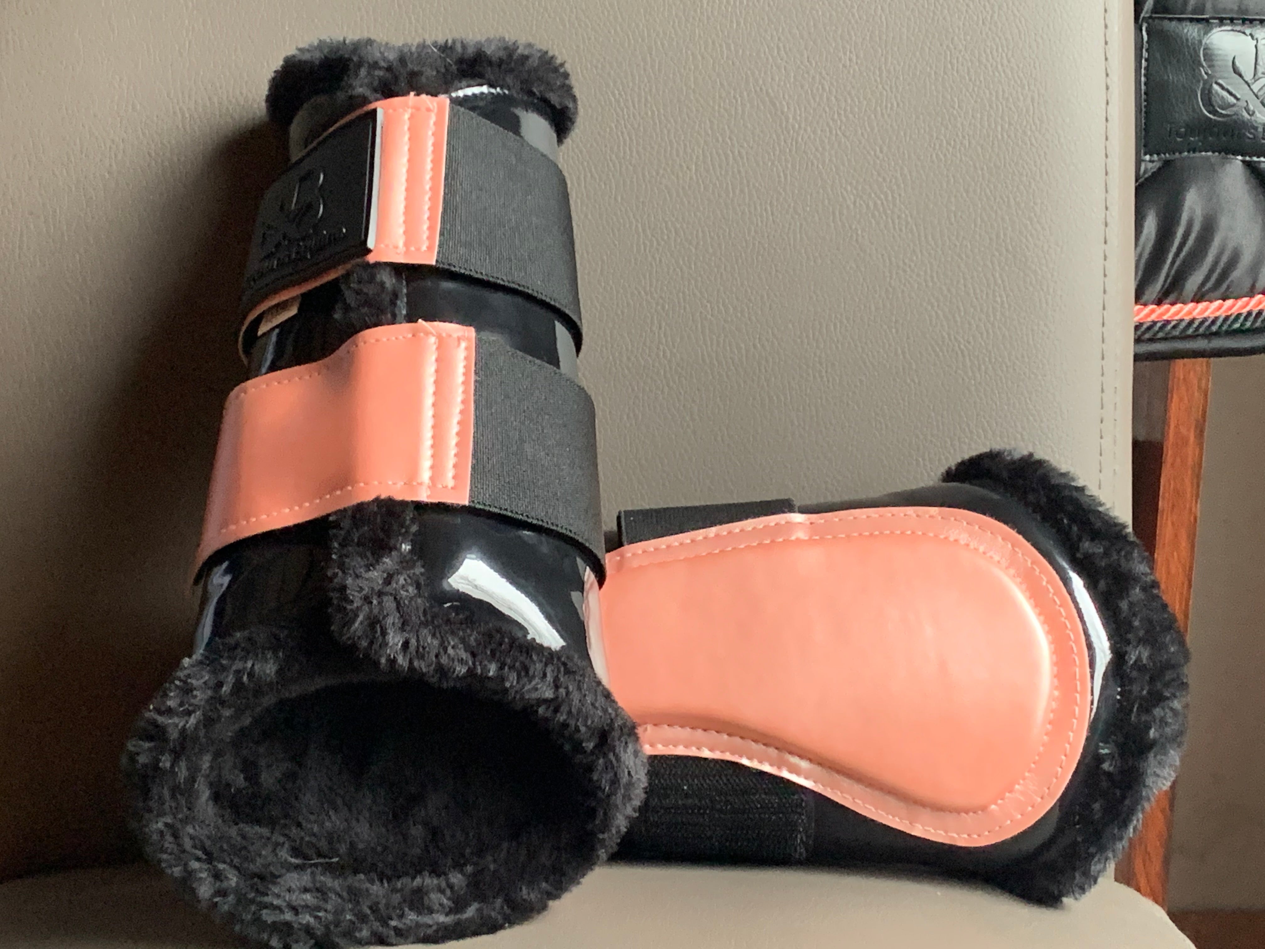 Black and Pink Brushing Boots